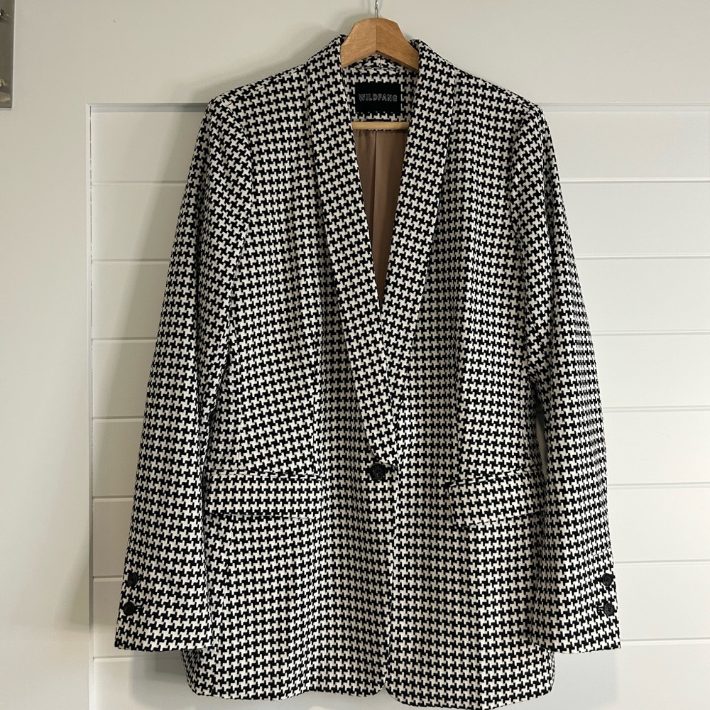 Wildfang Black and White Houndstooth Blazer